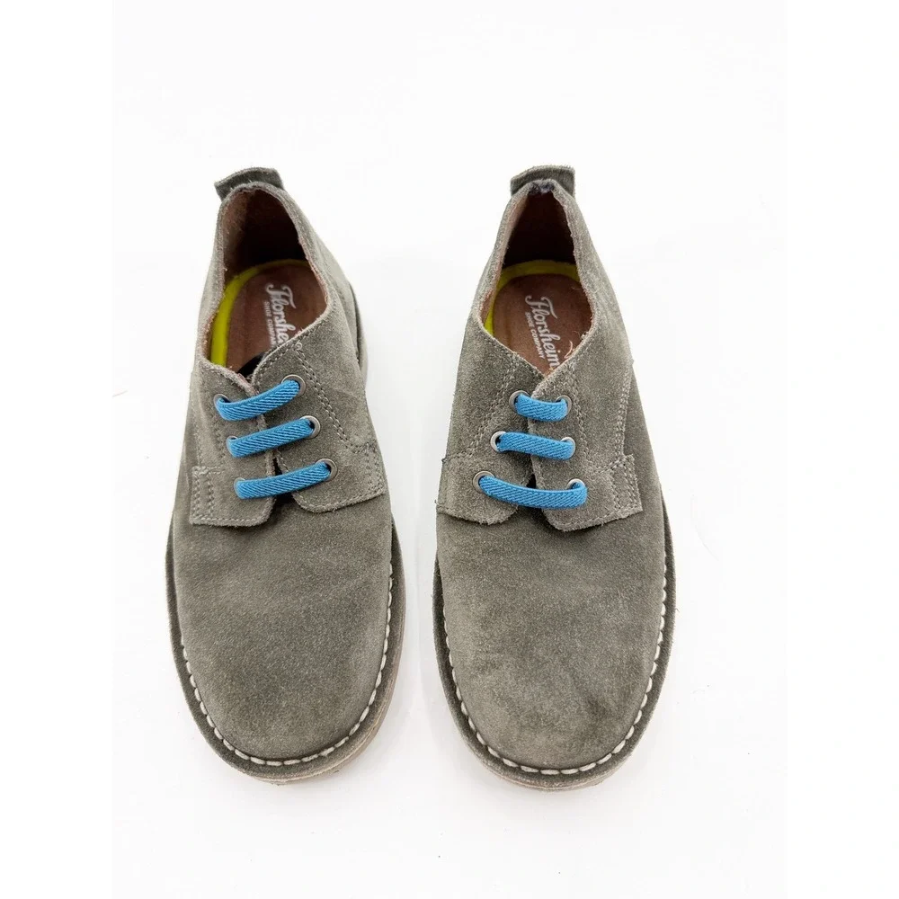 Florsheim Kids Grey Suede Oxfords Blue Laces Memory Foam Shoes Size 3 M